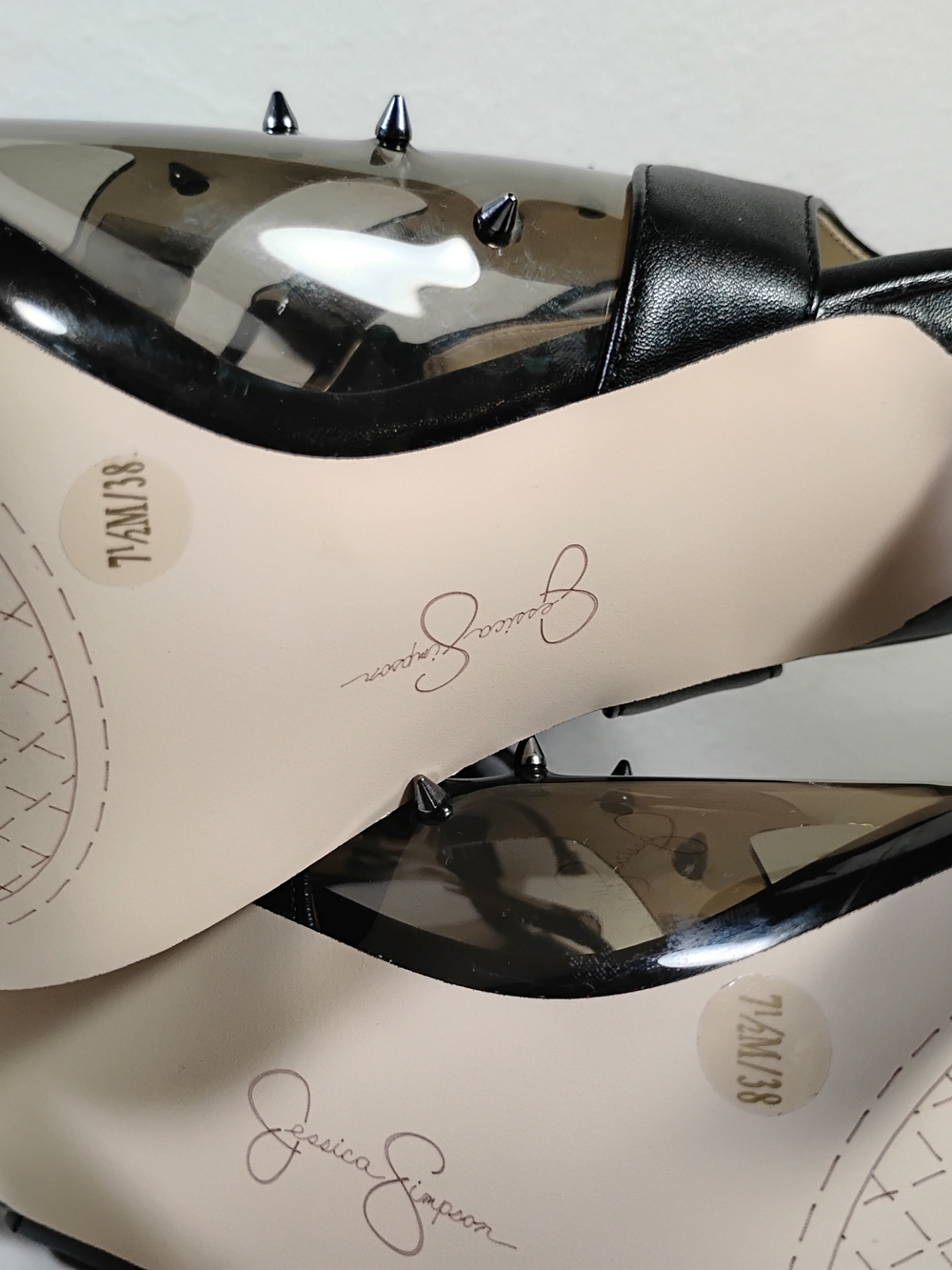 Jessica Simpson Black Transparent Spike Detail Pumps